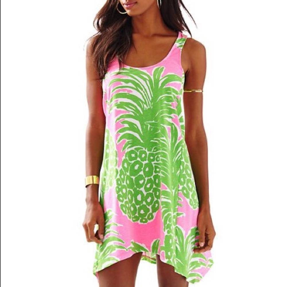Pineapple Monterey dress pink green